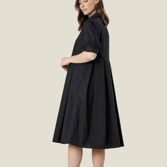 Masai Copenhagen Nebina Black Pleated Collared A-line Shirt Dress Buttons Size S - Picture 2 of 7